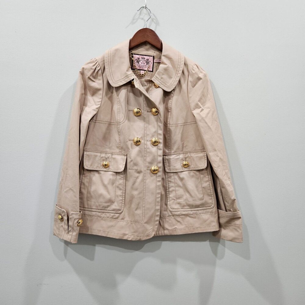 Juicy Couture Beige Trench Coat with Gold Buttons